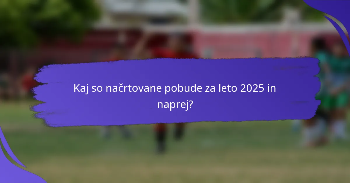 Kaj so načrtovane pobude za leto 2025 in naprej?