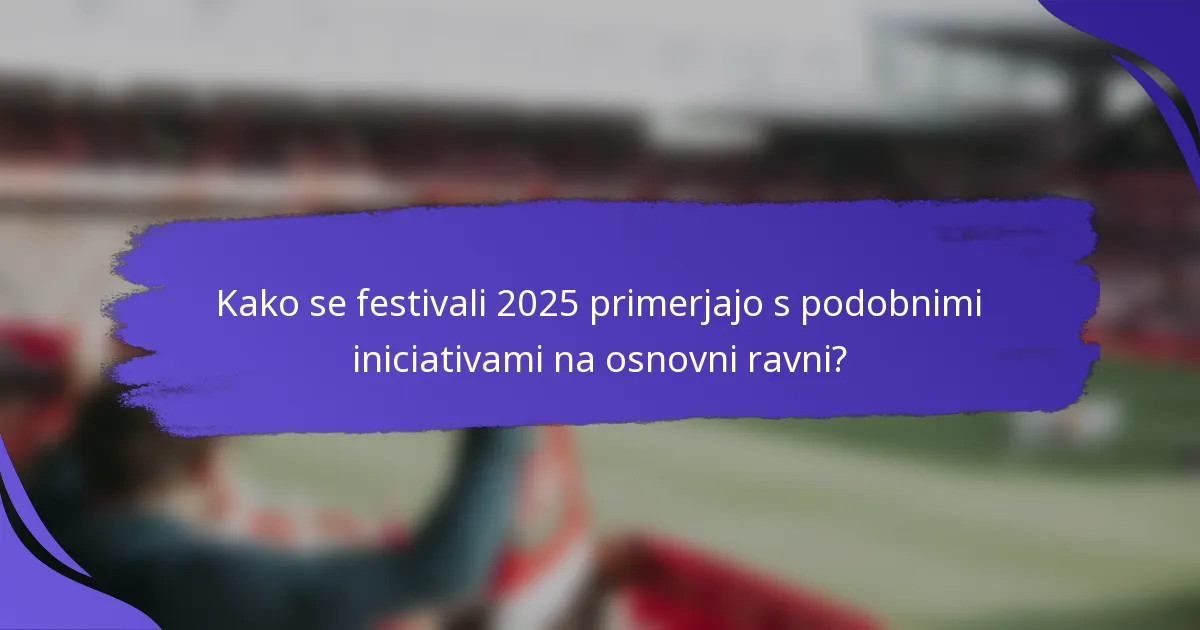 Kako se festivali 2025 primerjajo s podobnimi iniciativami na osnovni ravni?