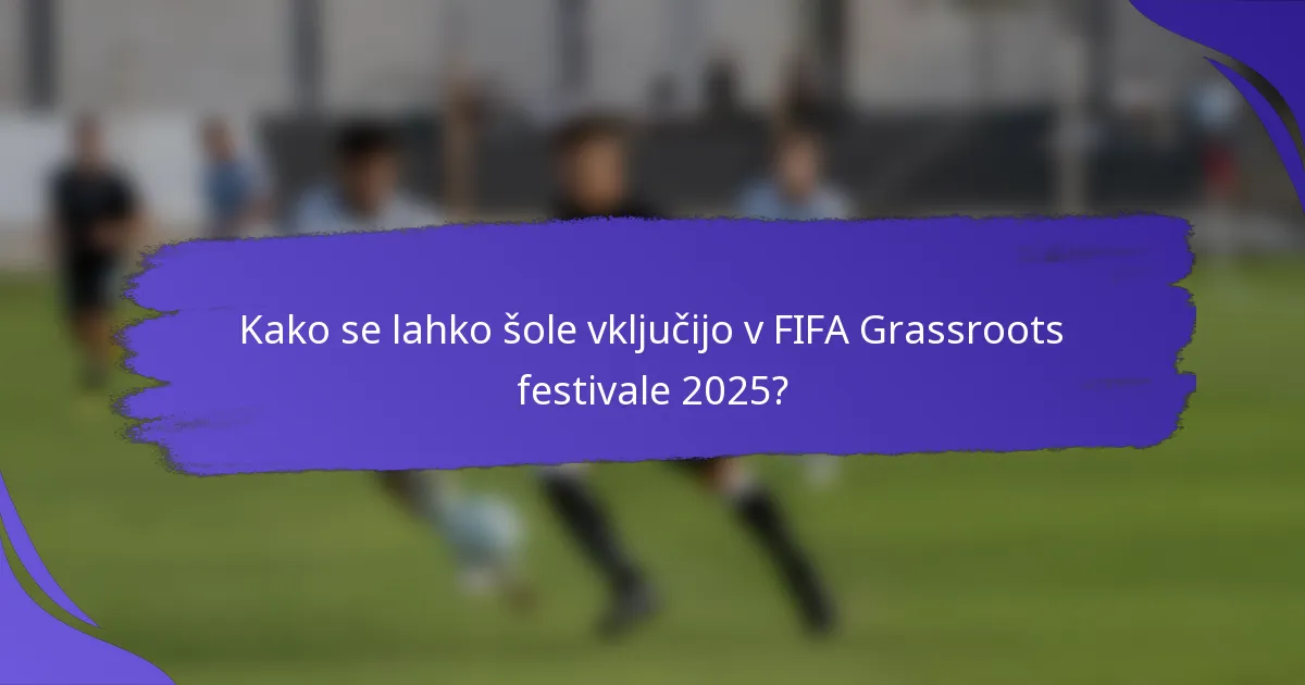 Kako se lahko šole vključijo v FIFA Grassroots festivale 2025?
