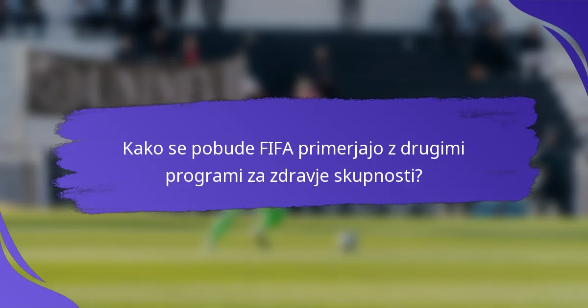 Kako se pobude FIFA primerjajo z drugimi programi za zdravje skupnosti?