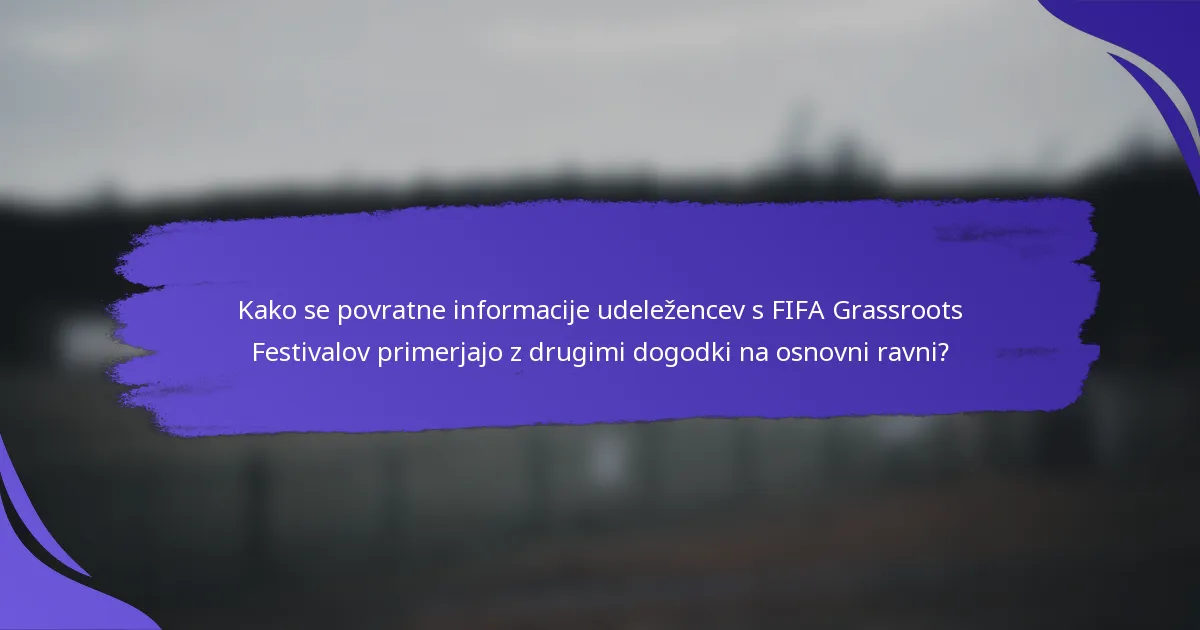 Kako se povratne informacije udeležencev s FIFA Grassroots Festivalov primerjajo z drugimi dogodki na osnovni ravni?