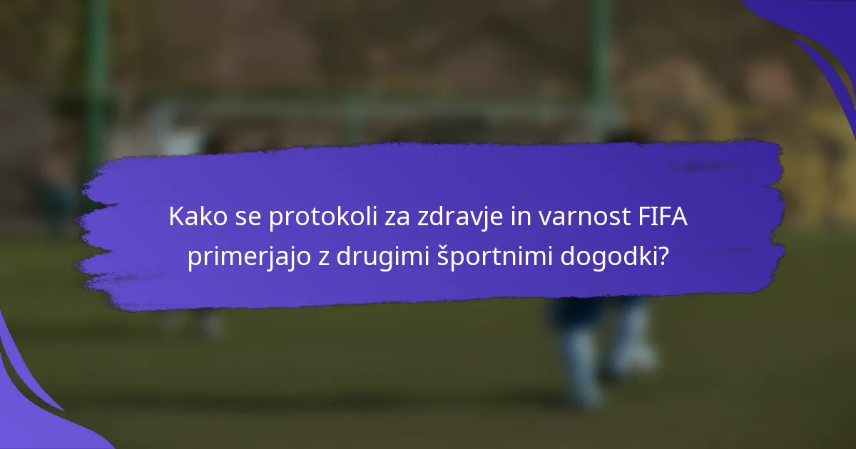Kako se protokoli za zdravje in varnost FIFA primerjajo z drugimi športnimi dogodki?