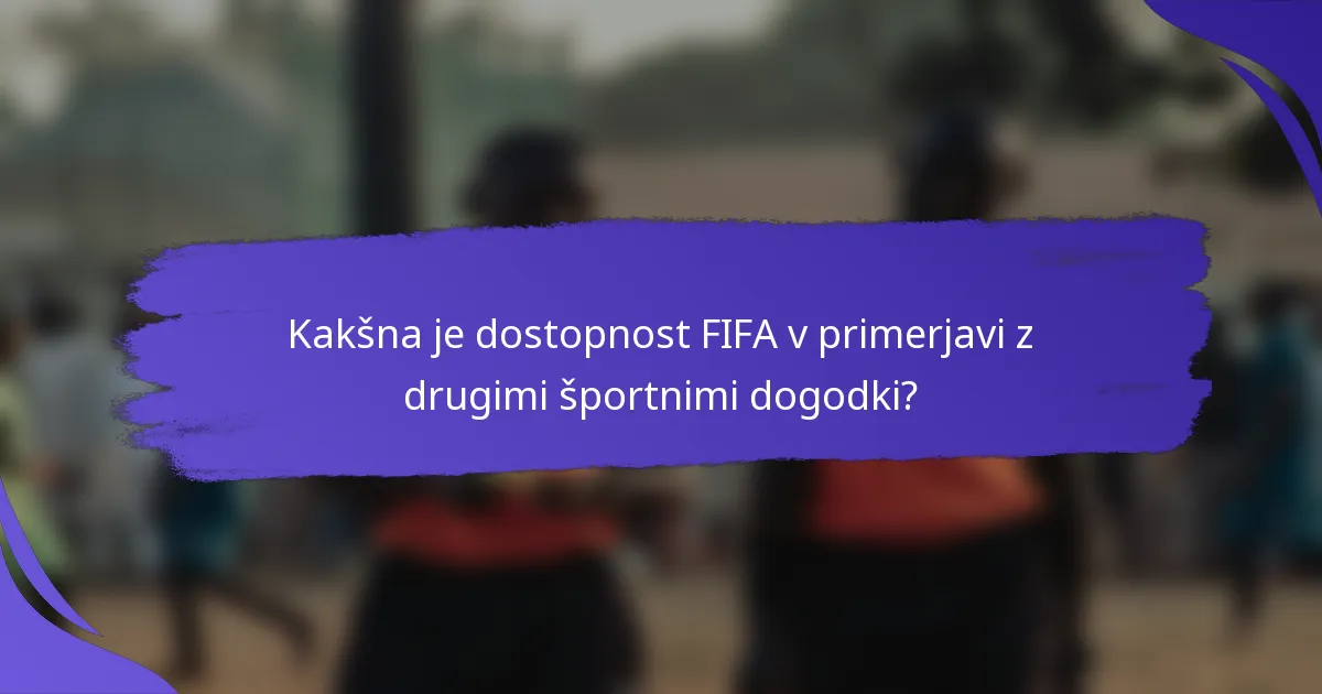 Kakšna je dostopnost FIFA v primerjavi z drugimi športnimi dogodki?