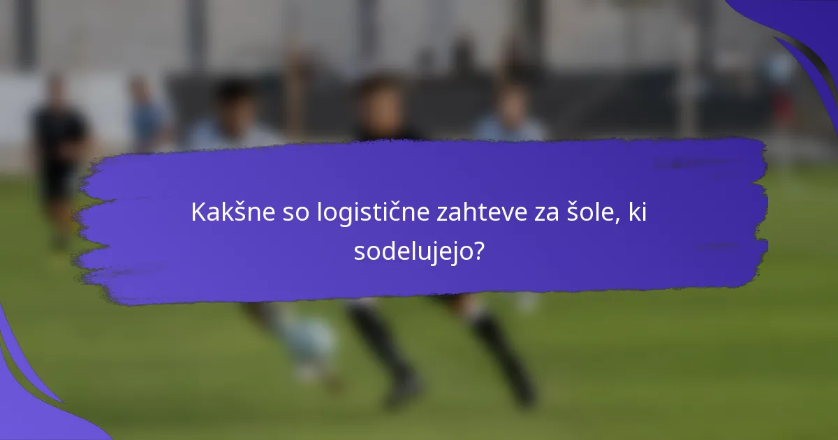 Kakšne so logistične zahteve za šole, ki sodelujejo?