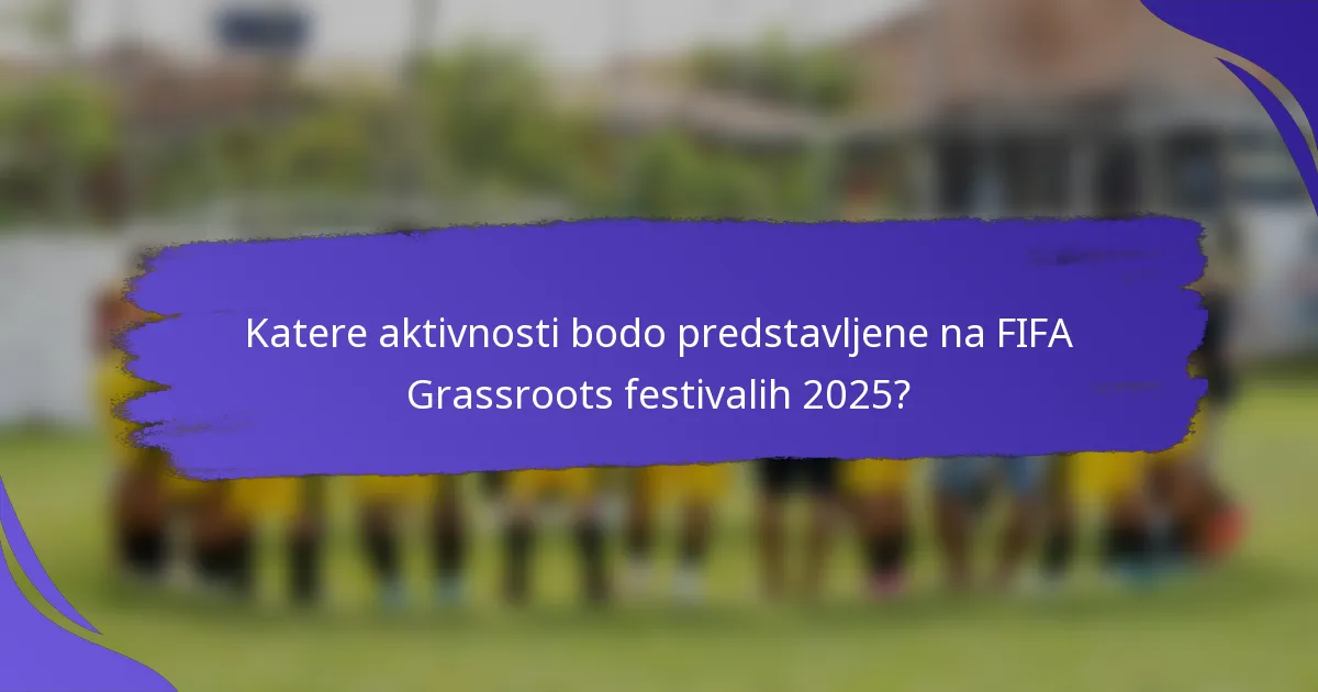 Katere aktivnosti bodo predstavljene na FIFA Grassroots festivalih 2025?