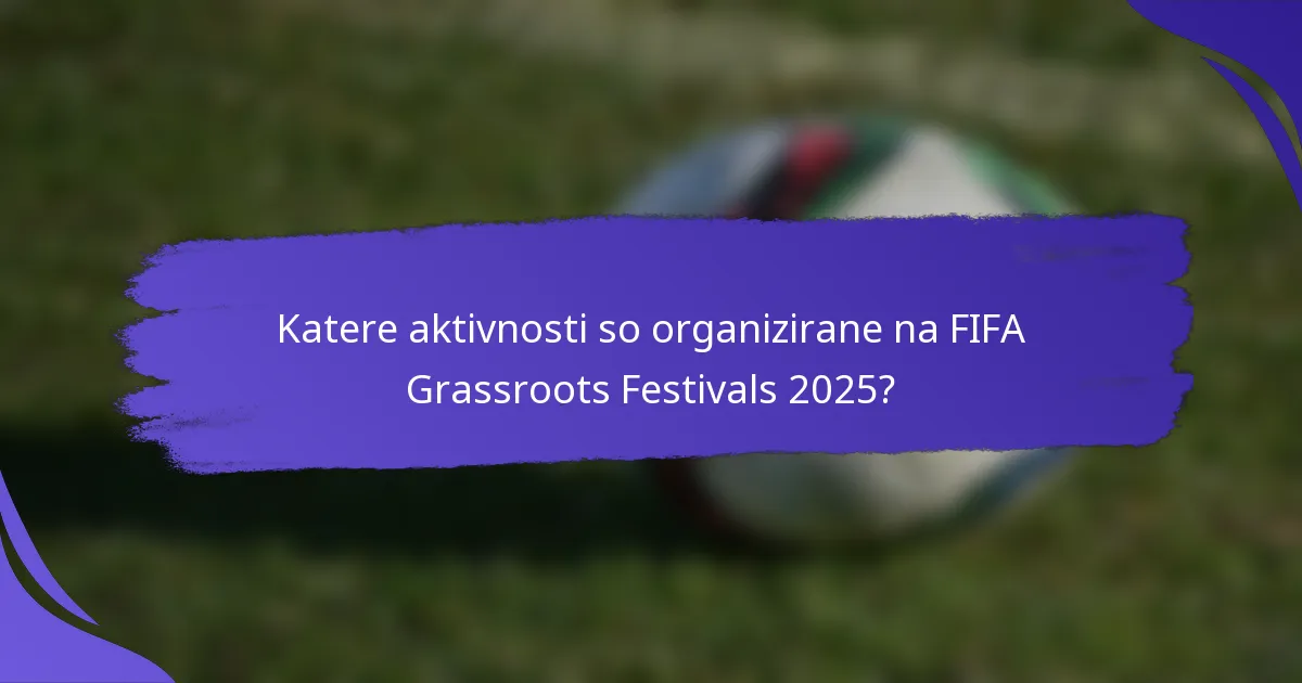 Katere aktivnosti so organizirane na FIFA Grassroots Festivals 2025?