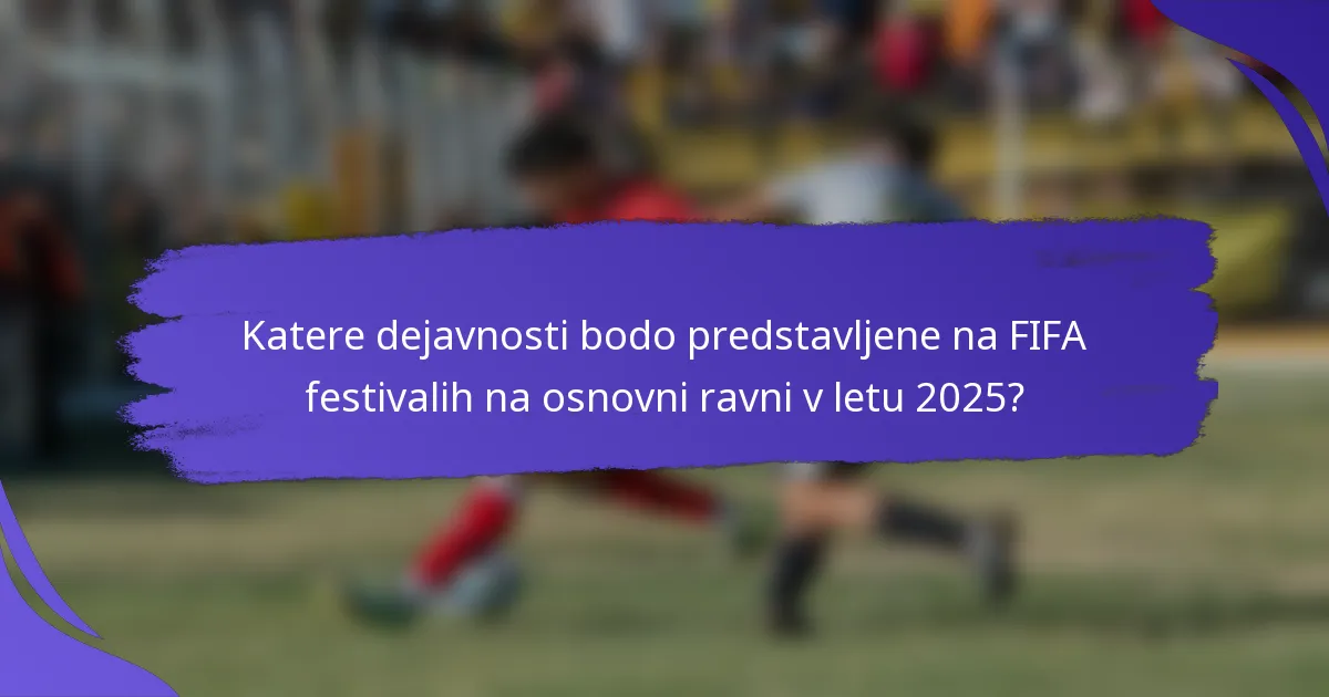 Katere dejavnosti bodo predstavljene na FIFA festivalih na osnovni ravni v letu 2025?