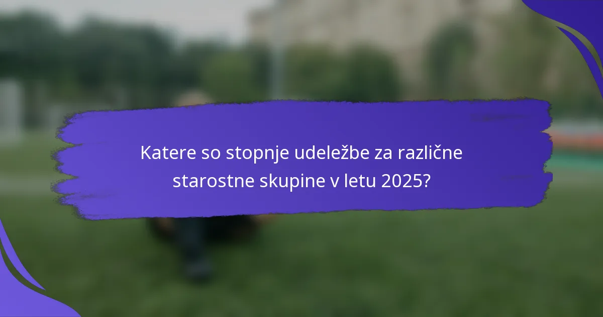 Katere so stopnje udeležbe za različne starostne skupine v letu 2025?