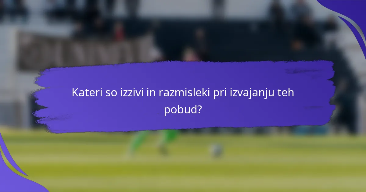 Kateri so izzivi in razmisleki pri izvajanju teh pobud?