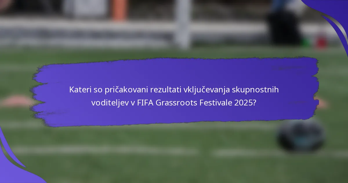 Kateri so pričakovani rezultati vključevanja skupnostnih voditeljev v FIFA Grassroots Festivale 2025?
